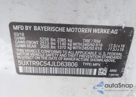 2018 BMW X3 xDrive30I из США, поврежденный, VIN 5UXTR9C54JLD63806